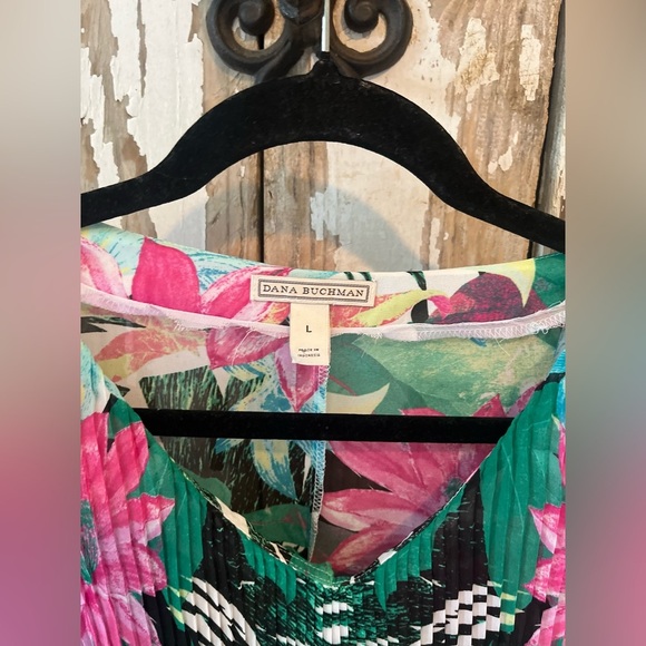 Dana Buchman Blouse Floral Size Large  Pleated - Picture 2 of 5